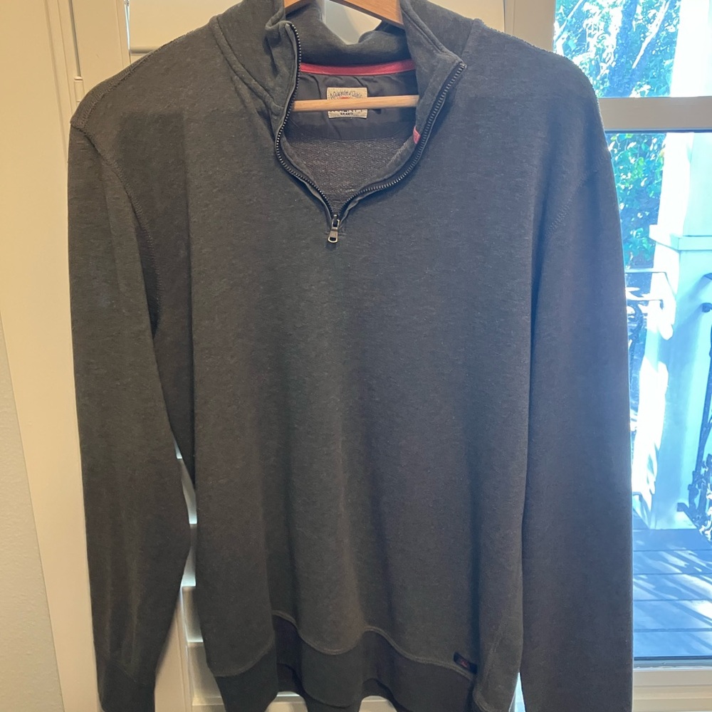 Faherty Men's Charcoal Zip-Up Sweater